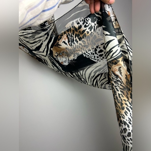 Vintage Y2K 90s Boho Leopard Print Graphic Silk blend Satin unbranded Scarf - Picture 7 of 13